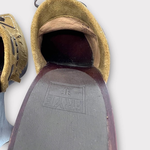Frye (6.5) Lacey Suede Moccasin Slip-On Mule Heel Clog - Picture 7 of 12